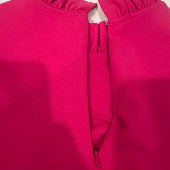 Jude Connally Fuchsia Sleeveless Mini Dress Ruffle Neck Pockets Career CapsuleXS - Picture 6 of 7